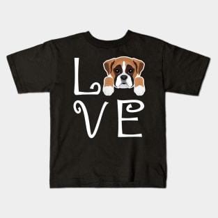 LOVE Boxer Dog Face Funny Kids T-Shirt